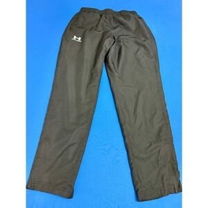 Under Armour Track Pants Men's Large Black Mesh‎ Lined Zip Ankle Loose Fit